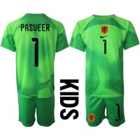 Maglie da calcio Olanda Remko Pasveer #1 Portiere Prima Maglia Bambino Mondiali 2022 Manica Corta (+ Pantaloni corti)